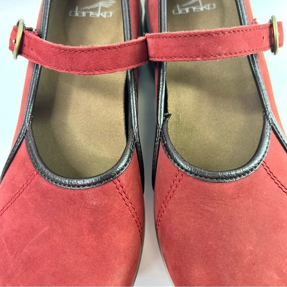 Dansko Steffi Mary Jane Platform Shoes Red Leather Size 38 - Picture 4 of 15